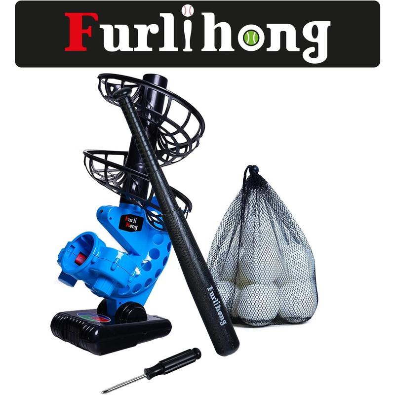 380BH Baseball Pitching Machine, Battery Powered, Angle Adjustable, Comes with Bat and One Dozen Training Balls,Beginner