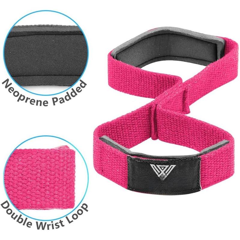 Figure 8 Weight Lifting Straps for Weightlifting Heavy Duty Deadlifting Workout Straps | Wrist Wraps Gym Equipment Gear Men Women PAIR (Pink)