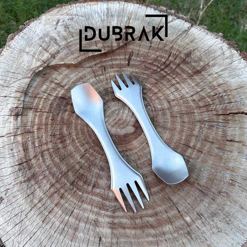 Dubrak Titanium Spork Set (x2) for Camping Hiking Hunting Bushcraft Survival