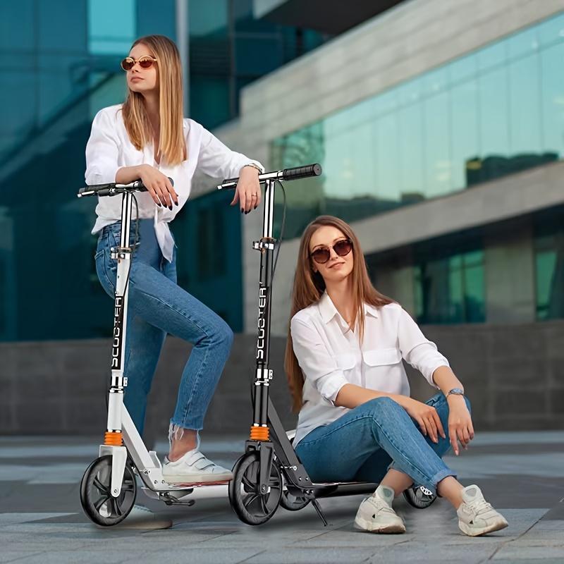 Double Brake Folding Adult and Youth Scooter, Adjustable Height (4 Gears), Lightweight, Maximum Load Capacity 220 Pounds, 2 Wheels Commuter Scooter