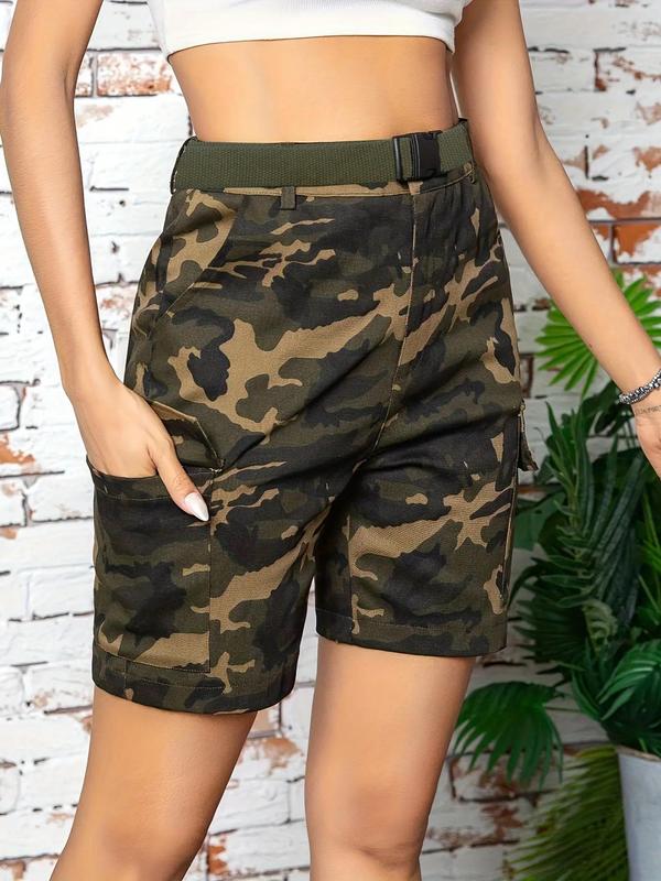 Camo Men's Drawstring Waist Shorts, Loose Quick Drying Breathable Sports Shorts, Summer Athletic Running Shorts, Zipper Pocket Design Shorts