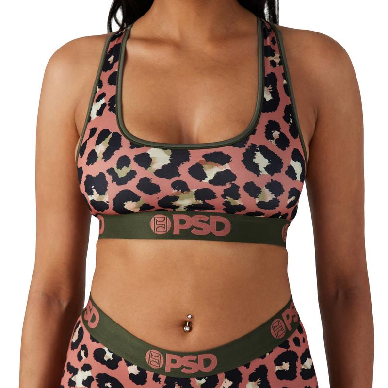 PSD Women's Cheetah Dye Racerback Sports Bra - Premium Modal Fabric