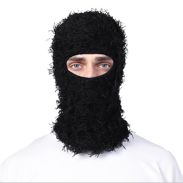 Distressed Balaclava Ski Mask Shiesty Yeat Airsoft Camo Knitted Face Mask for Men Women Full Face Neck Warmer