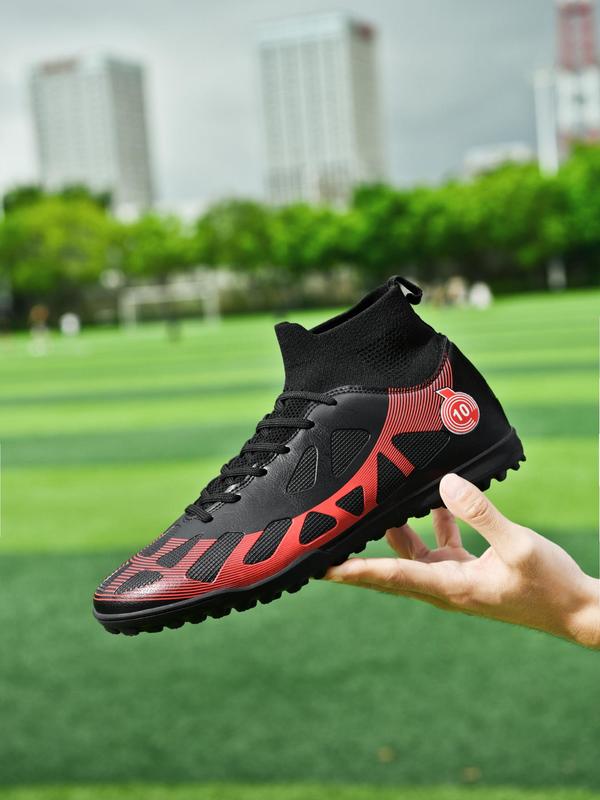 Boys Girls Soccer Training Shoes, 1 Pair Sporty Patchwork Pattern Football Shoes, Breathable Training Football Shoes for Teens Adults