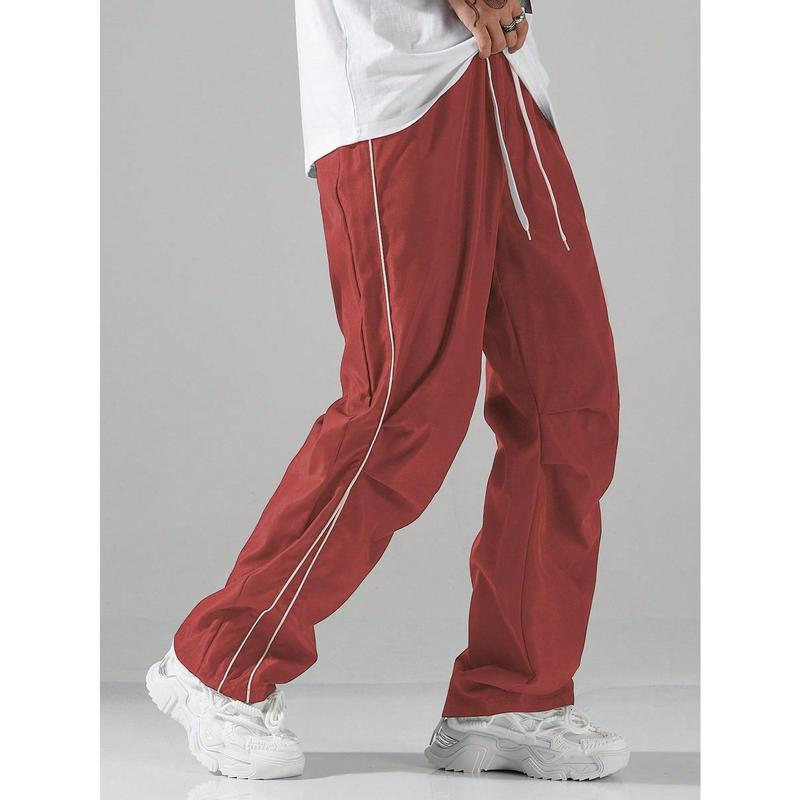 Color Block Drawstring Waist Letter Print Jogger Pants With Pocket