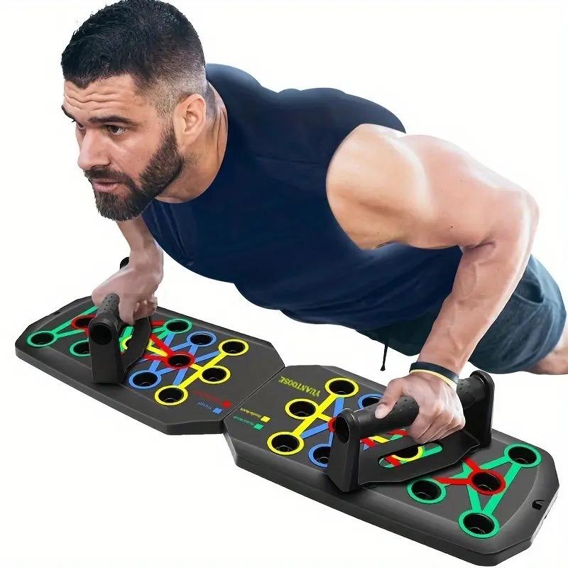 Portable Multifunctional Push-up Board Set with Handles, Non-slip Mat, Resistance Band or Jump Rope for Chest, Abdomen, Arms, and Back Training