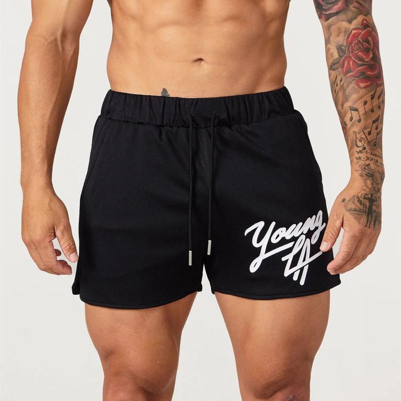 YOUNGLA Men's shorts Gym Running Basketball Training Mesh quick drying Breathable beach shorts girl