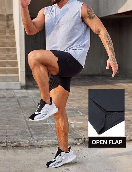 COOFANDY Men's Gym Workout Shorts Athletic Training Shorts Fitted Weightlifting Bodybuilding Shorts with Zipper Pockets