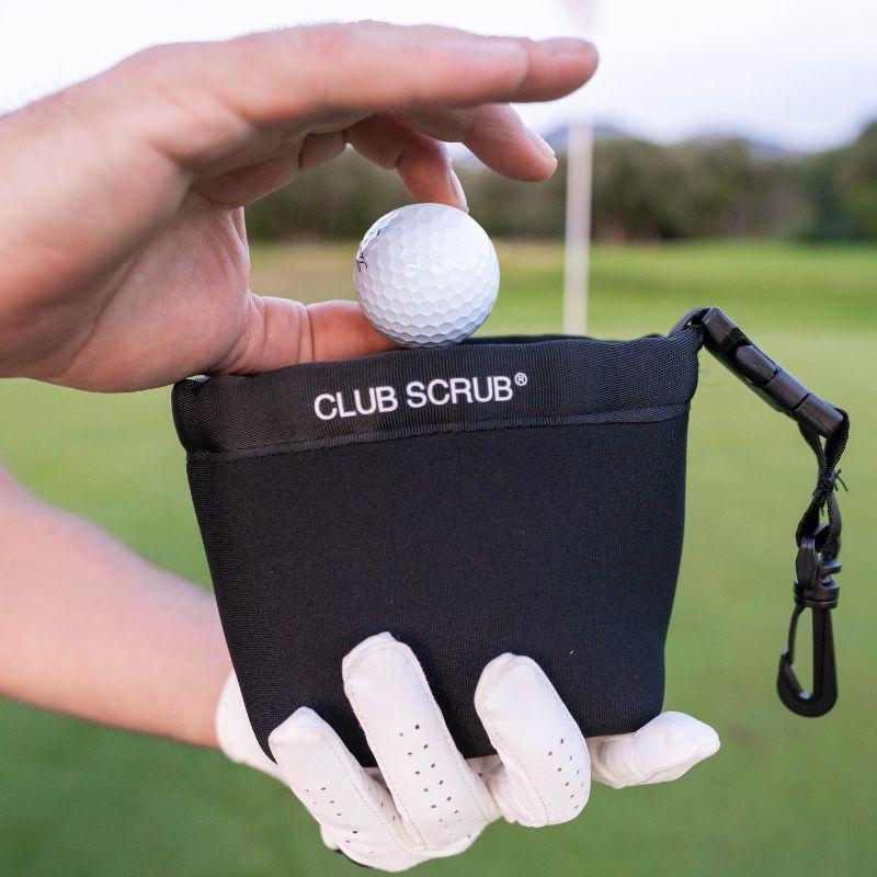 Club Scrub Golf, Golf Club and Golf Ball Cleaning Bag, Waterproof Clean Face Technology Liner, Detachable Clip, Machine Washable, Cleans Club Grooves, Dry Exterior golf gift