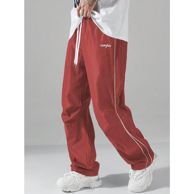 Color Block Drawstring Waist Letter Print Jogger Pants With Pocket