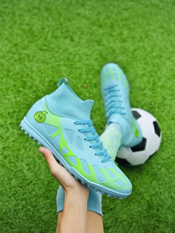 Boys Girls Soccer Training Shoes, 1 Pair Sporty Patchwork Pattern Football Shoes, Breathable Training Football Shoes for Teens Adults