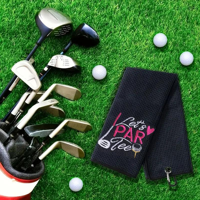 Embroidered Golf Towel, Letter Pattern Golf Towel, Soft Breathable Golf Towel with Clip, Golf Accessories for Women & Men