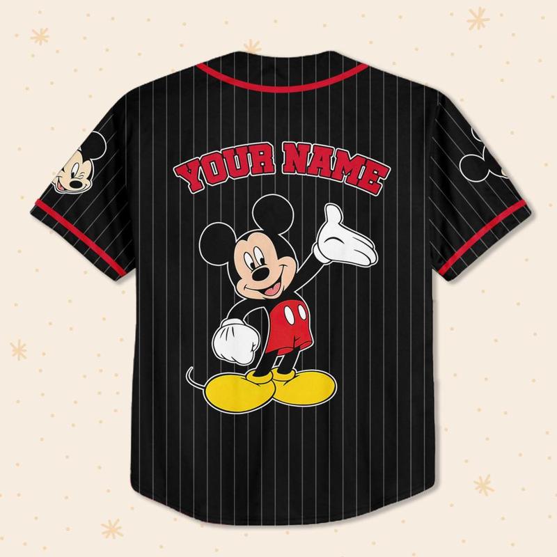 DISNEY MICKEY & CO. Personalize Disney Mickey Mouse Cute Striped Black Custom Disney Jersey Baseball Team Mickey Mouse Birthday Gift - After Holiday