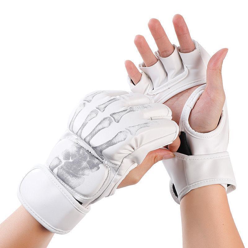 Half Finger Boxing Gloves, Professional Ghost Hand Print Training Gloves for Men & Women, Professional  Sports Equipment for Boxing & Martial Arts