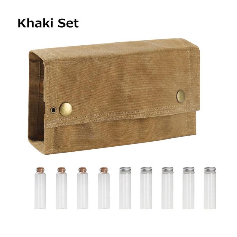 Outdoor Seasoning Storage Bag with 9 Bottles Set, Portable Canvas Seasoning Storage Bag, Camping Kitchenware for Outdoor Camping BBQ