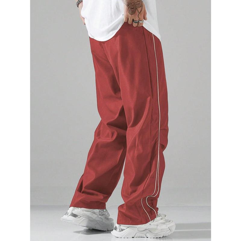 Color Block Drawstring Waist Letter Print Jogger Pants With Pocket