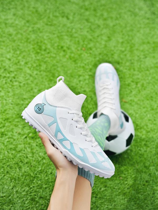 Boys Girls Soccer Training Shoes, 1 Pair Sporty Patchwork Pattern Football Shoes, Breathable Training Football Shoes for Teens Adults