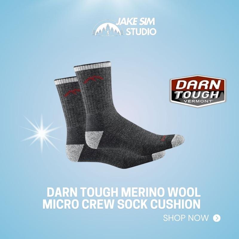 Darn Tough Merino Wool Micro Crew Sock Cushion Black Size From M To XL |  Darn Tough Micro Sock For Men And Women | For All Season | Trekking | Hiking