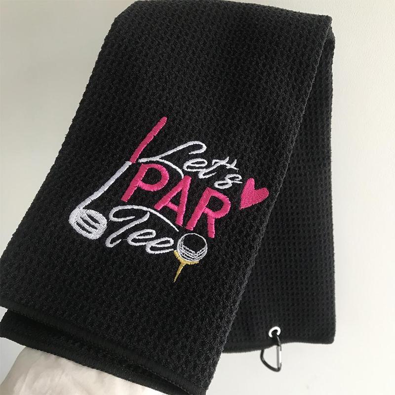 Embroidered Golf Towel, Letter Pattern Golf Towel, Soft Breathable Golf Towel with Clip, Golf Accessories for Women & Men