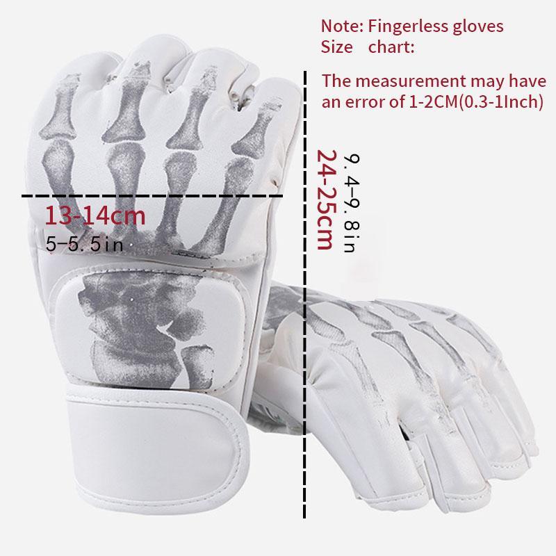 Half Finger Boxing Gloves, Professional Ghost Hand Print Training Gloves for Men & Women, Professional  Sports Equipment for Boxing & Martial Arts