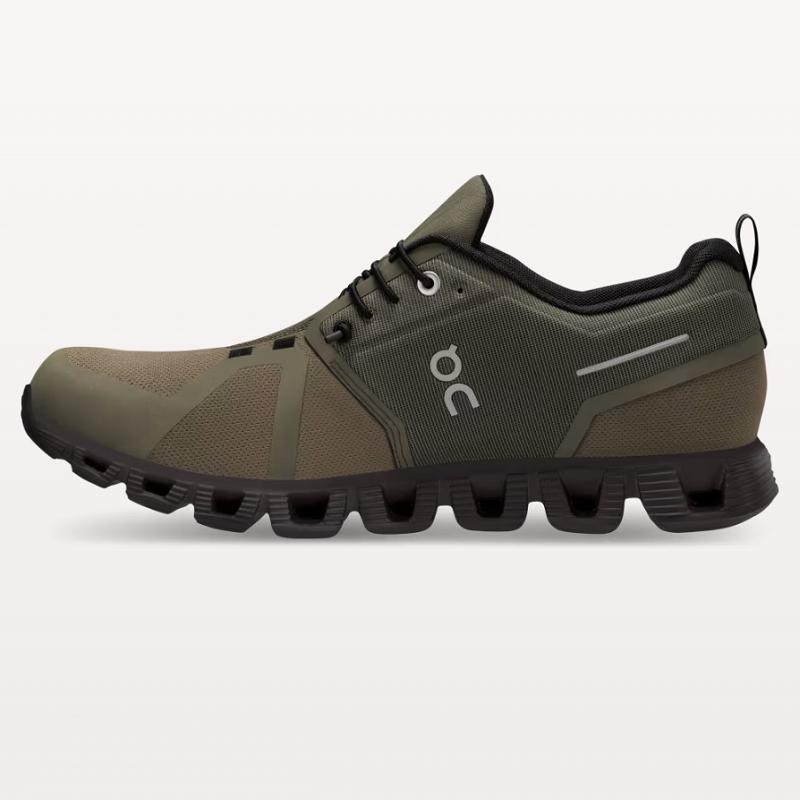 On Men's Cloud 5 Waterproof Running Shoes, Olive & Black - Full Size