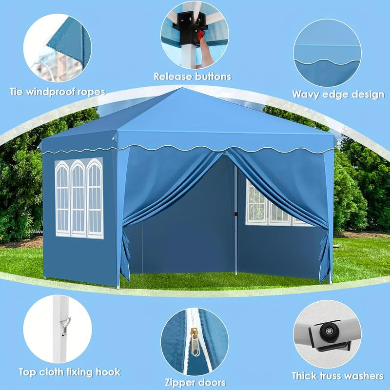 10'x10' Pop up Canopy Tent Outdoor Portable Party Commercial Instant Canopy Shelter Tent with 4 Removable Sidewalls & Carrying Bag