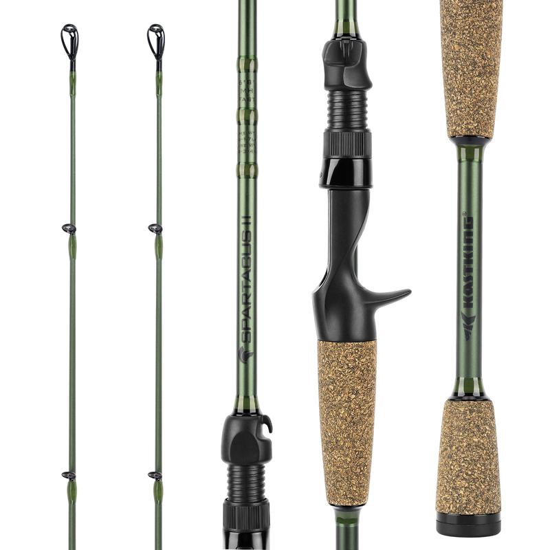 KastKing Spartacus II Fishing Rods - IM6 Graphite Blanks Casting & Spinning Rods, 2-Piece Rods with Extra Tip Section, PTS Power Transition System, KastFlex Technology, Rubber Cork Handle