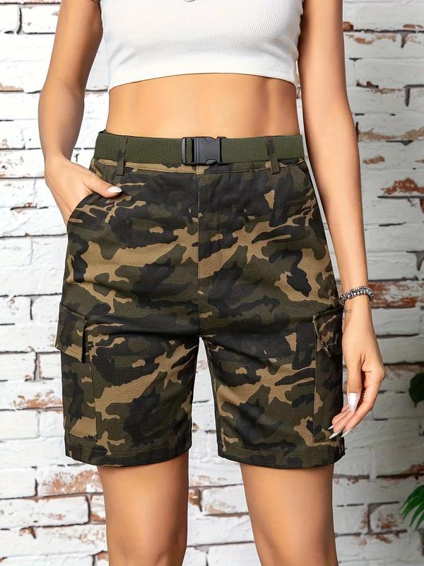 Camo Men's Drawstring Waist Shorts, Loose Quick Drying Breathable Sports Shorts, Summer Athletic Running Shorts, Zipper Pocket Design Shorts