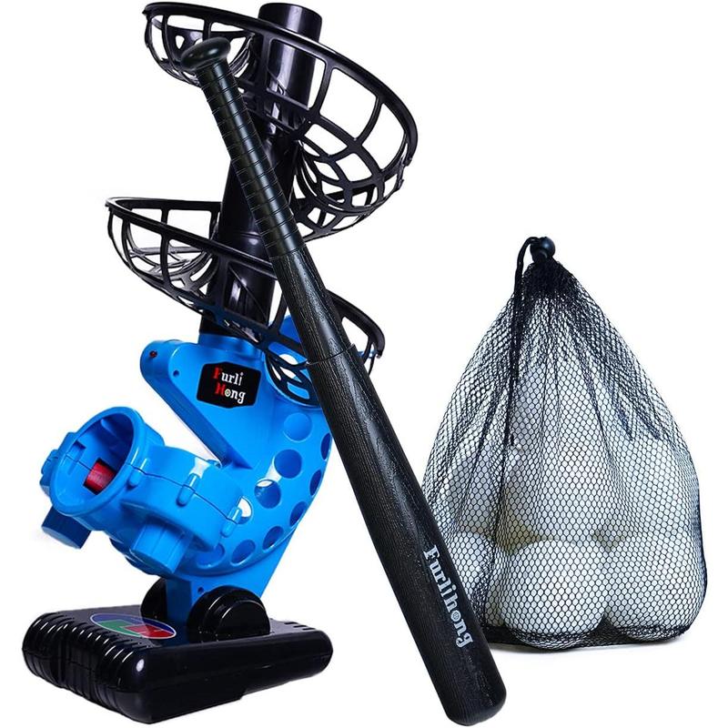 380BH Baseball Pitching Machine, Battery Powered, Angle Adjustable, Comes with Bat and One Dozen Training Balls,Beginner