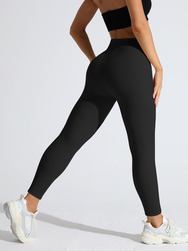 Women's Solid High Waist Thermal Lined Sports Leggings, Casual Comfy Breathable Skinny Pants for Yoga Gym Workout Running, Ladies Sportswear for All Seasons, Tummy Control