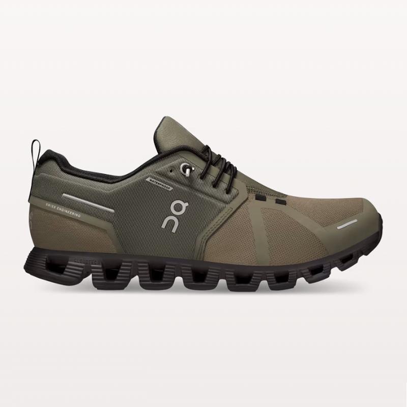 On Men's Cloud 5 Waterproof Running Shoes, Olive & Black - Full Size