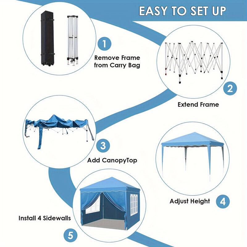 10'x10' Pop up Canopy Tent Outdoor Portable Party Commercial Instant Canopy Shelter Tent with 4 Removable Sidewalls & Carrying Bag