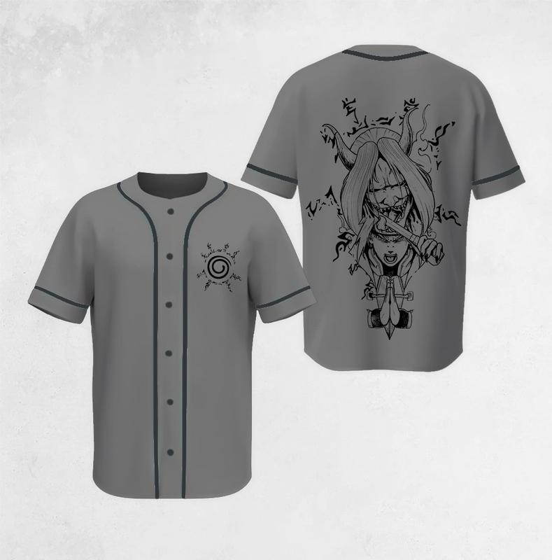 Premium Limited Edition Retro Shinigami Shiki Fujin Naruto Anime Baseball Jersey Shirt Summer Trendy Anime Jersey Shirt Gift For Anime Lover, Jersey Outfit, Anime Baseball Jersey Merch, Manga Jersey Shirt For Anime Fan