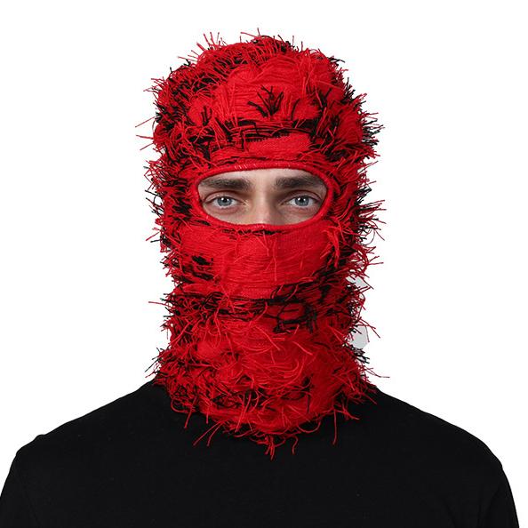 Distressed Balaclava Ski Mask Shiesty Yeat Airsoft Camo Knitted Face Mask for Men Women Full Face Neck Warmer