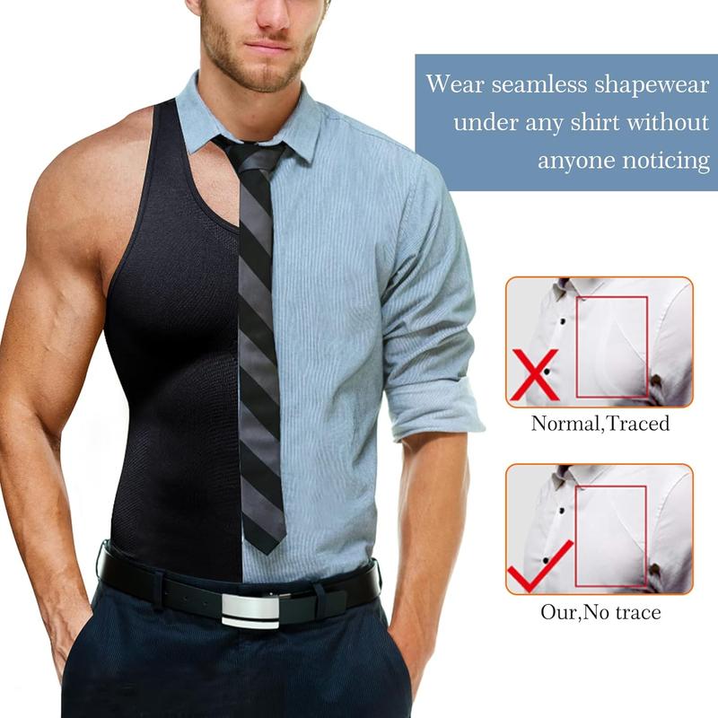 Compression Shirts for Men Shapewear Slimming Body Shaper Waist Trainer Vest Workout Tank Tops Abdomen Undershirts