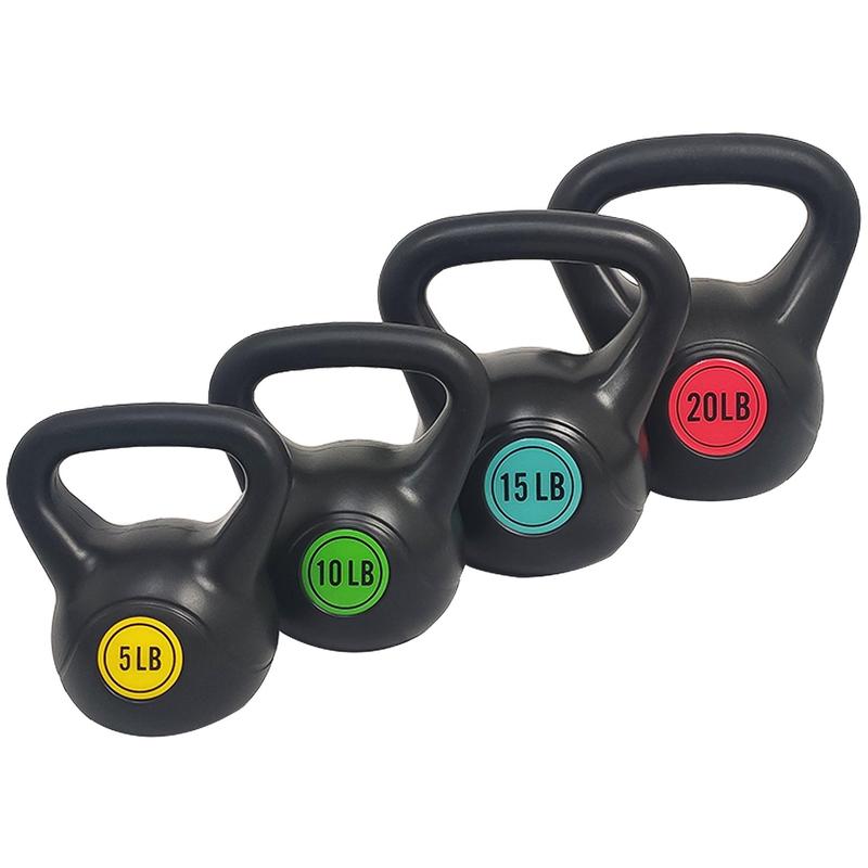 Kettlebell Exercise Fitness Weight Set, 3-Pieces: 5lb, 10lb, and 15lb Kettlebells