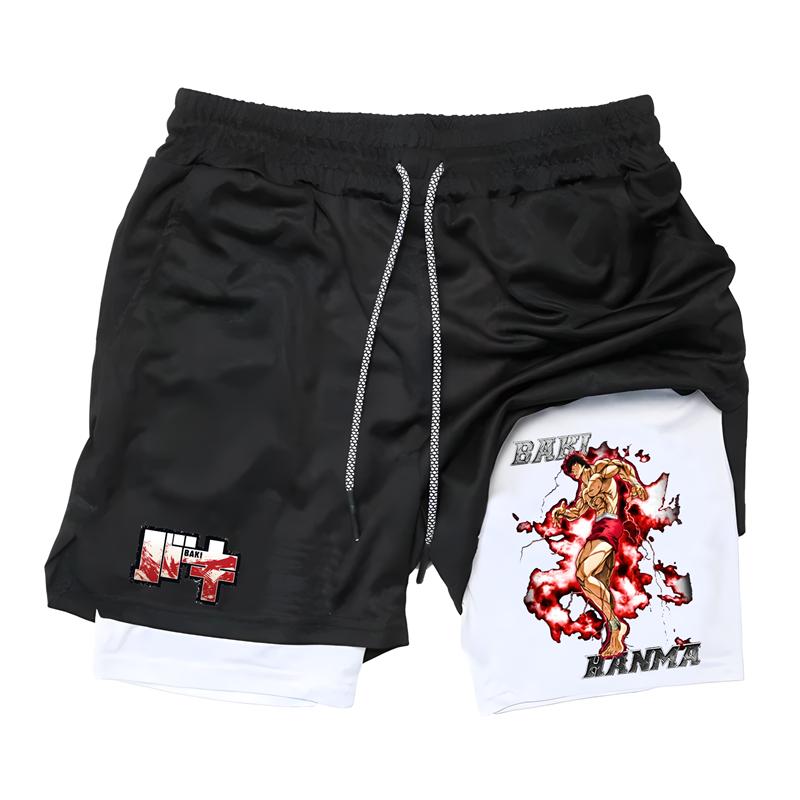 Anime Gym Breathable Shorts Men Printed Fitness Anime Shorts Activities Training Swimming Trunks Men 2-in-1 Gym Sport Pants Workout Gear Men Shorts Graphic Men Performance Shorts Mens gym wear