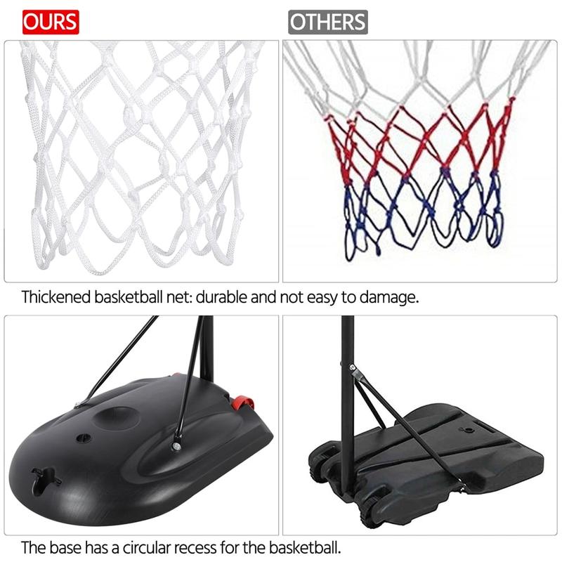 SmileMart 7 to 9 Ft Portable Basketball System Hoop for Outdoor Indoor, Black \ Red