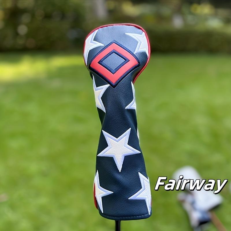 Star & Striped Pattern Golf Driver Headcover, Waterproof & Wear-resistant Golf Club Head Cover, Golf Accessories for Hybrid Driver Fairway Wood Cover