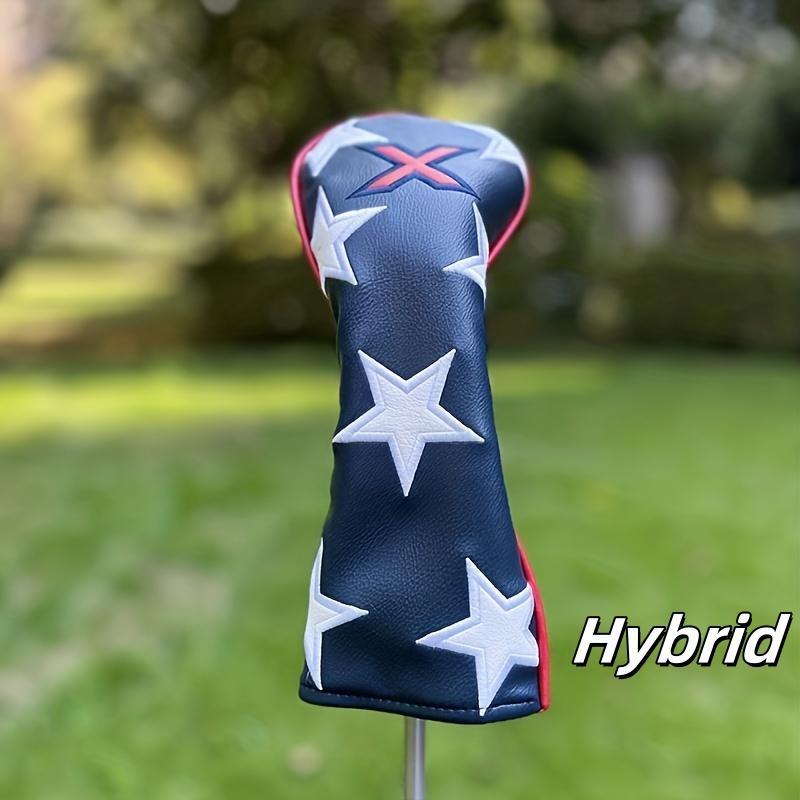 Star & Striped Pattern Golf Driver Headcover, Waterproof & Wear-resistant Golf Club Head Cover, Golf Accessories for Hybrid Driver Fairway Wood Cover