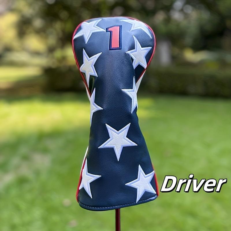 Star & Striped Pattern Golf Driver Headcover, Waterproof & Wear-resistant Golf Club Head Cover, Golf Accessories for Hybrid Driver Fairway Wood Cover