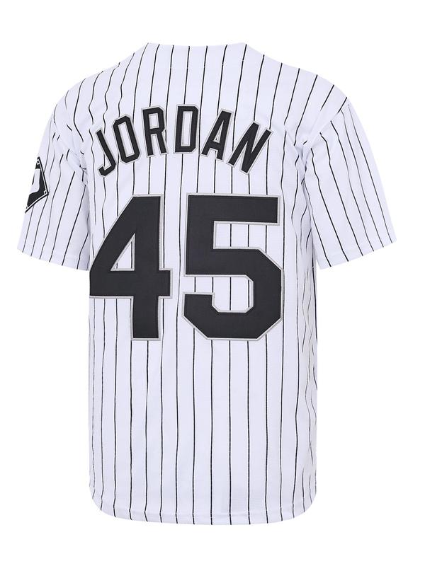 Men's Letter & Number Embroidery Baseball Jersey, Casual Striped  Short Sleeve Button Front Baseball Top, Breathable Sports Top for Men