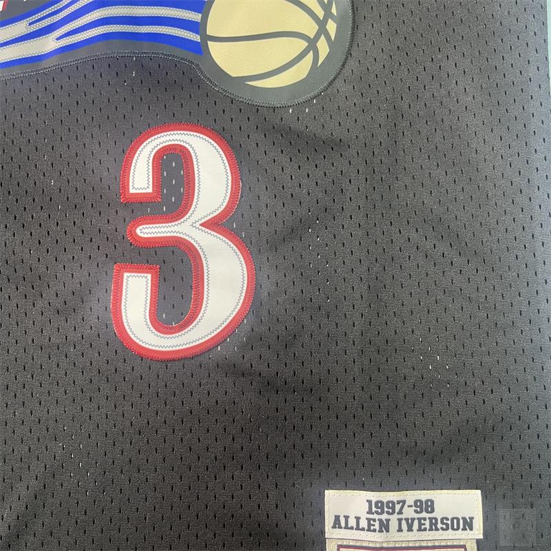 Allen Iverson stitched Basketball Jersey Men's Sleeveless Black