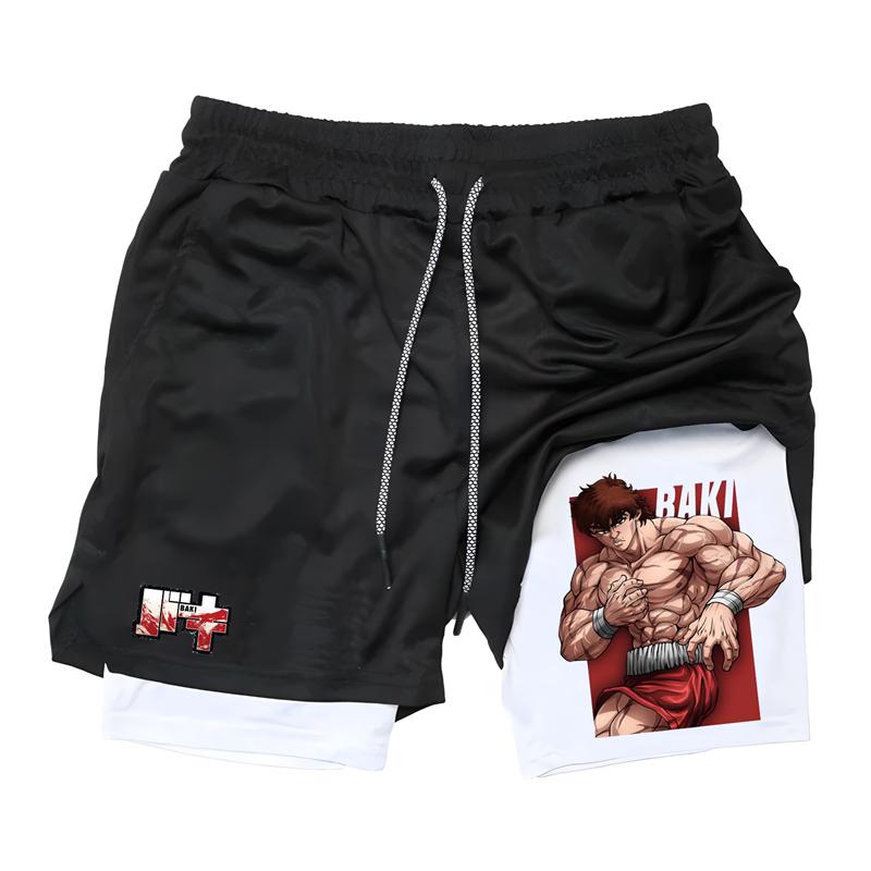 Anime Gym Breathable Shorts Men Printed Fitness Anime Shorts Activities Training Swimming Trunks Men 2-in-1 Gym Sport Pants Workout Gear Men Shorts Graphic Men Performance Shorts Mens gym wear