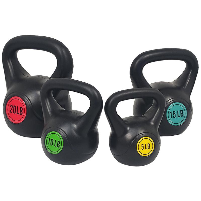 Kettlebell Exercise Fitness Weight Set, 3-Pieces: 5lb, 10lb, and 15lb Kettlebells