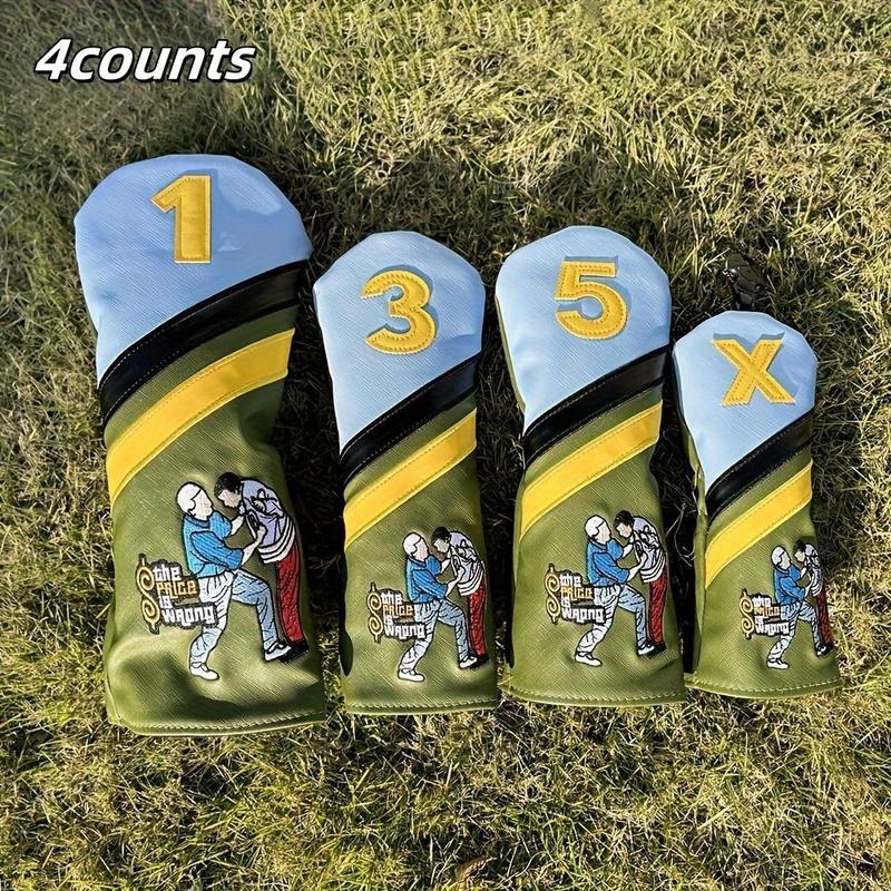 Golf Club Head Cover, 1 4 Counts Funny Design Golf Club Head Cover, Golf Accessories for Men & Women, Golf Putters Accessories