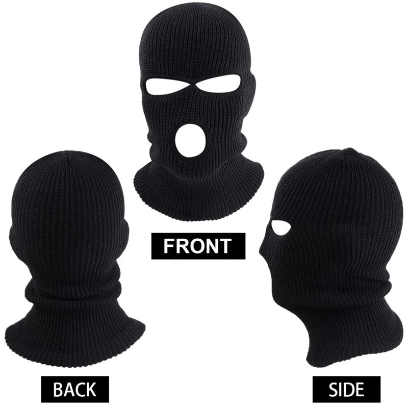 3 Hole Winter Knitted Mask, Outdoor Sports Full Face Cover Ski Mask Warm Knit Balaclava for Adult