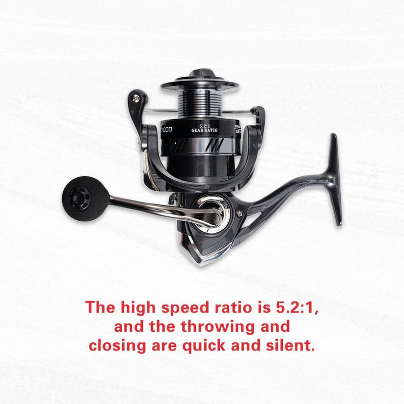 Spinning Reel, High-Strength Nylon Frame With EVA Gourd Grip, 5.2:1 Gear Ratio for Fishing Equipment, Flyfishing, Solocamping, picnicaesthetic