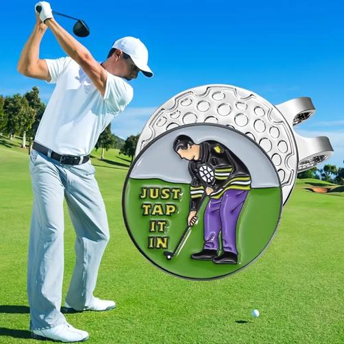 (Just Tap It In) Premium Golf Ball Marker with Magnetic Hat Clip - Durable and Strong Hold for Easy Access on the Course