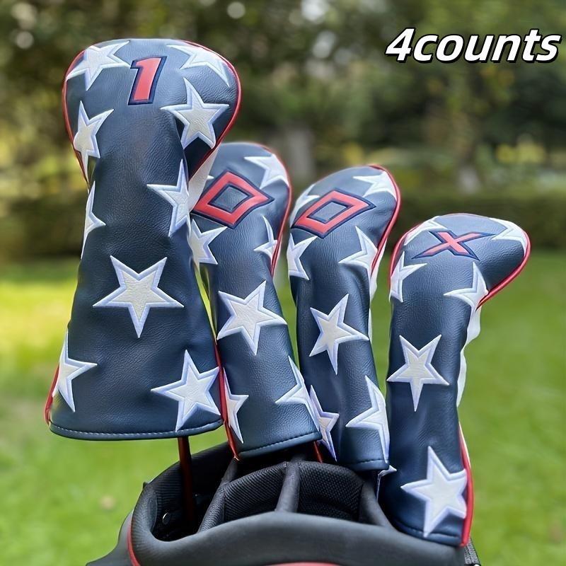 Star & Striped Pattern Golf Driver Headcover, Waterproof & Wear-resistant Golf Club Head Cover, Golf Accessories for Hybrid Driver Fairway Wood Cover